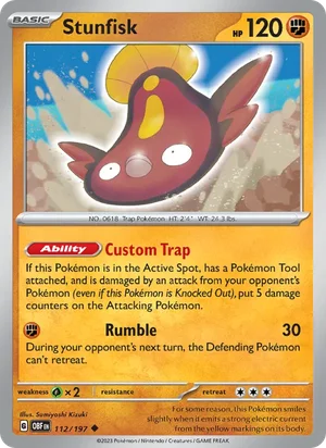 Stunfisk 112/197 Uncommon, Obsidian Flames Pokémon TCG card