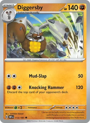 Diggersby 113/197 Uncommon, Obsidian Flames Pokémon TCG card