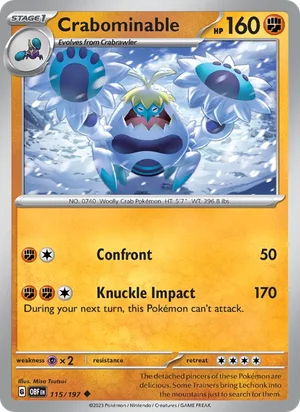 Crabominable 115/197 Uncommon, Obsidian Flames Pokémon TCG card