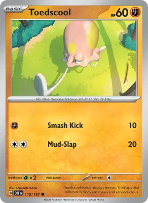 Toedscool 118/197 Common, Obsidian Flames Pokémon TCG card