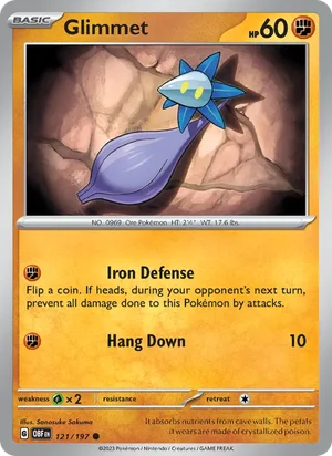 Glimmet 121/197 Common, Obsidian Flames Pokémon TCG card