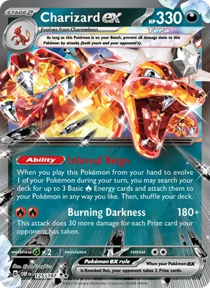Charizard ex 125/197 Double Rare, Obsidian Flames Pokémon TCG card