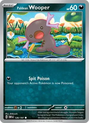 Paldean Wooper 126/197 Common, Obsidian Flames Pokémon TCG card