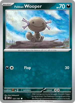 Paldean Wooper 127/197 Common, Obsidian Flames Pokémon TCG card