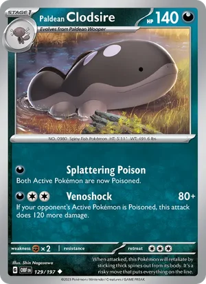 Paldean Clodsire 129/197 Uncommon, Obsidian Flames Pokémon TCG card