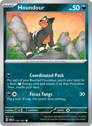 Houndour 131/197 Common, Obsidian Flames Pokémon TCG card