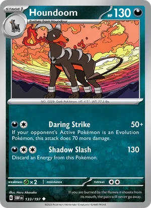 Houndoom 133/197 Uncommon, Obsidian Flames Pokémon TCG card