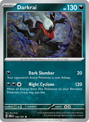 Darkrai 136/197 Rare, Obsidian Flames Pokémon TCG card