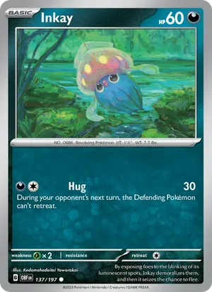 Inkay 137/197 Common, Obsidian Flames Pokémon TCG card