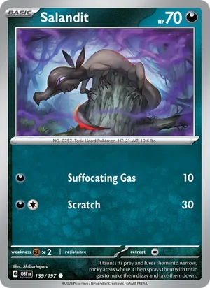 Salandit 139/197 Common, Obsidian Flames Pokémon TCG card