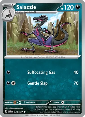 Salazzle 140/197 Uncommon, Obsidian Flames Pokémon TCG card