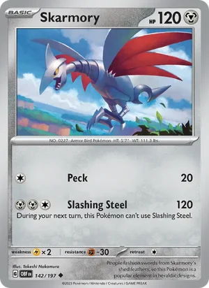 Skarmory 142/197 Uncommon, Obsidian Flames Pokémon TCG card
