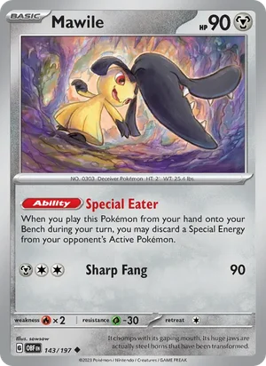 Mawile 143/197 Uncommon, Obsidian Flames Pokémon TCG card