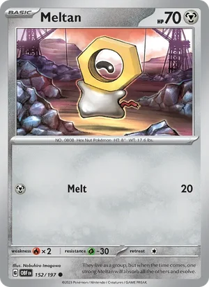 Meltan 152/197 Common, Obsidian Flames Pokémon TCG card