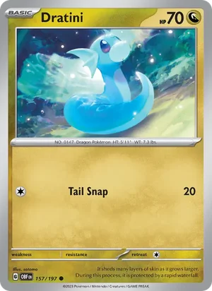 Dratini 157/197 Common, Obsidian Flames Pokémon TCG card
