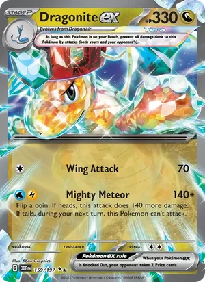 Dragonite ex 159/197 Double Rare, Obsidian Flames Pokémon TCG card