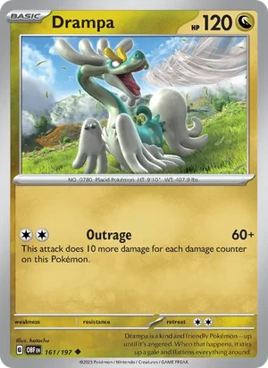 Drampa 161/197 Uncommon, Obsidian Flames Pokémon TCG card