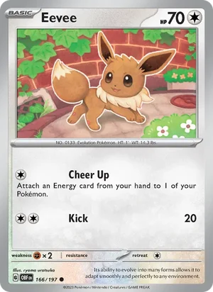 Eevee 166/197 Common, Obsidian Flames Pokémon TCG card