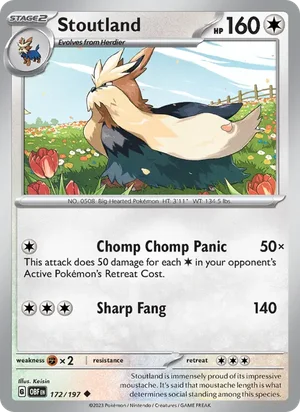 Stoutland 172/197 Uncommon, Obsidian Flames Pokémon TCG card