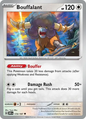Bouffalant 174/197 Uncommon, Obsidian Flames Pokémon TCG card