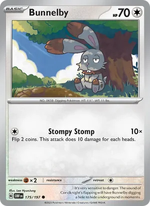 Bunnelby 175/197 Common, Obsidian Flames Pokémon TCG card