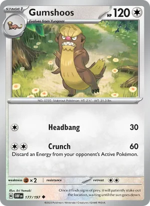 Gumshoos 177/197 Uncommon, Obsidian Flames Pokémon TCG card