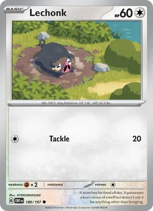 Lechonk 180/197 Common, Obsidian Flames Pokémon TCG card