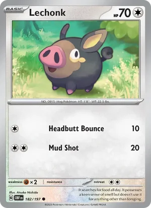 Lechonk 182/197 Common, Obsidian Flames Pokémon TCG card