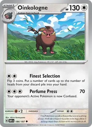 Oinkologne 184/197 Uncommon, Obsidian Flames Pokémon TCG card
