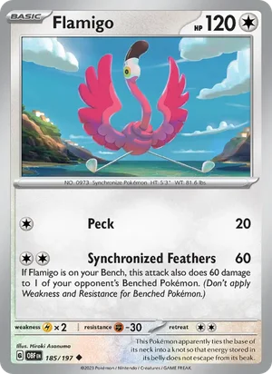 Flamigo 185/197 Uncommon, Obsidian Flames Pokémon TCG card