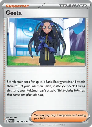 Geeta 188/197 Rare, Obsidian Flames Pokémon TCG card