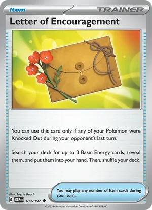 Letter of Encouragement 189/197 Uncommon, Obsidian Flames Pokémon TCG card