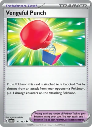 Vengeful Punch 197/197 Uncommon, Obsidian Flames Pokémon TCG card