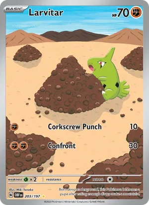Larvitar 203/197 Illustration Rare, Obsidian Flames Pokémon TCG card