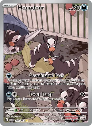 Houndour 204/197 Illustration Rare, Obsidian Flames Pokémon TCG card