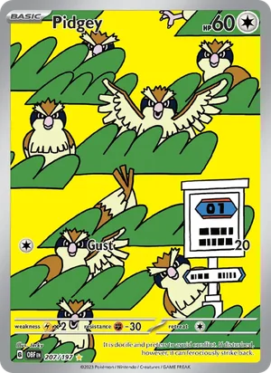 Pidgey 207/197 Illustration Rare, Obsidian Flames Pokémon TCG card