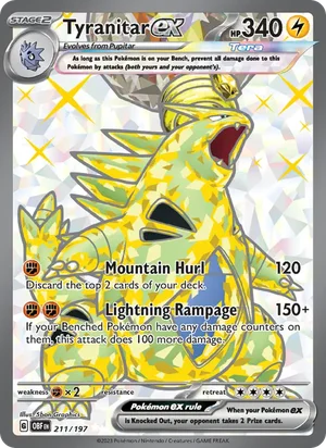 Tyranitar ex 211/197 Ultra Rare, Obsidian Flames Pokémon TCG card