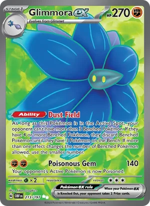 Glimmora ex 213/197 Ultra Rare, Obsidian Flames Pokémon TCG card