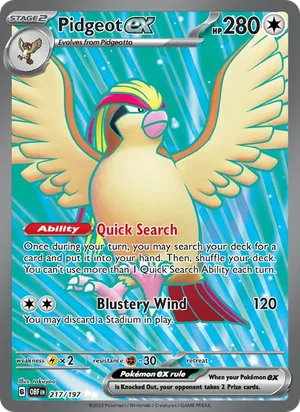 Pidgeot ex 217/197 Ultra Rare, Obsidian Flames Pokémon TCG card