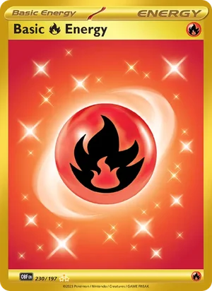 Basic Fire Energy 230/197 Hyper Rare, Obsidian Flames Pokémon TCG card