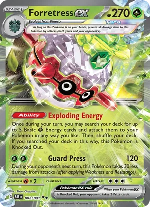 Forretress ex Paldean Fates Pokémon TCG Double Rare 002