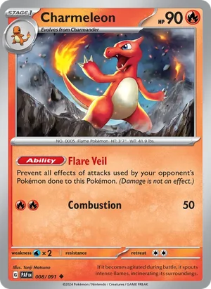 Charmeleon Paldean Fates Pokémon TCG Uncommon 008
