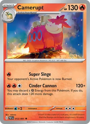Camerupt Paldean Fates Pokémon TCG Uncommon 012