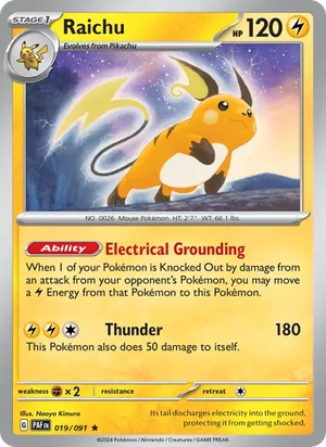 Raichu Paldean Fates Pokémon TCG Rare 019