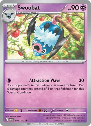 Swoobat Paldean Fates Pokémon TCG Uncommon 033