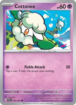 Cottonee Paldean Fates Pokémon TCG Common 034