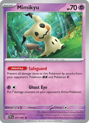 Mimikyu Paldean Fates Pokémon TCG Rare 037