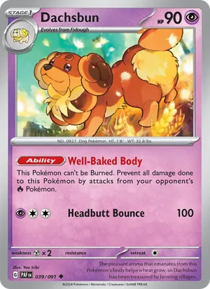 Dachsbun Paldean Fates Pokémon TCG Uncommon 039