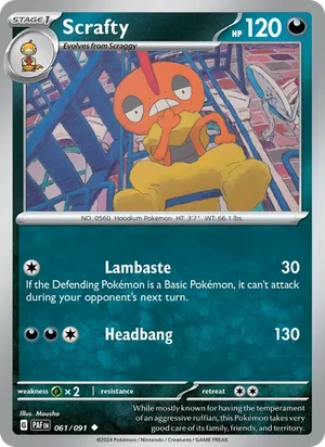 Scrafty Paldean Fates Pokémon TCG Uncommon 061