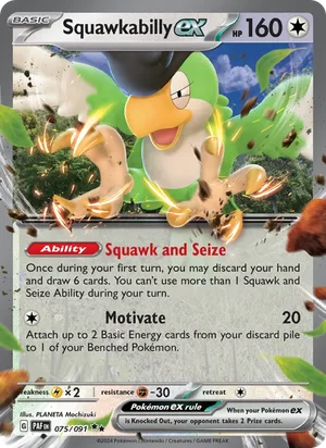 Squawkabilly ex Paldean Fates Pokémon TCG Double Rare 075